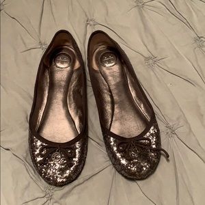 Silver glitter Tory Burch flats